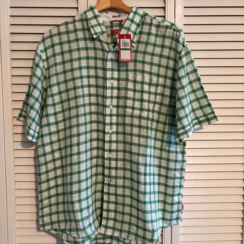 Men’s IZOD shirt green/white Size Large NWT